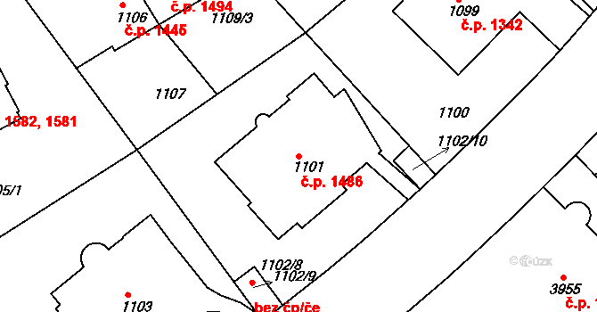 Dejvice 1486, Praha na parcele st. 1101 v KÚ Dejvice, Katastrální mapa