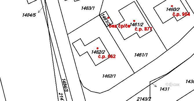 Zdice 862 na parcele st. 1462/2 v KÚ Zdice, Katastrální mapa