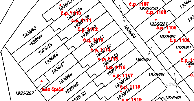 Sedlčany 1115 na parcele st. 1926/142 v KÚ Sedlčany, Katastrální mapa