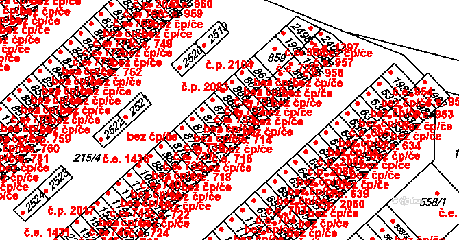 Sezimovo Ústí 714 na parcele st. 871 v KÚ Sezimovo Ústí, Katastrální mapa