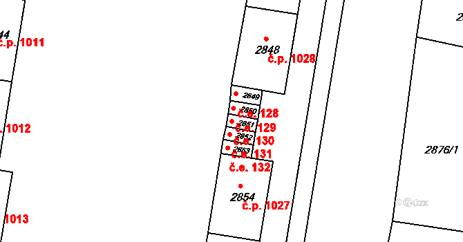 Jirkov 130 na parcele st. 2851 v KÚ Jirkov, Katastrální mapa