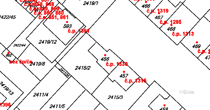 Ivančice 1330 na parcele st. 456 v KÚ Kounické Předměstí, Katastrální mapa