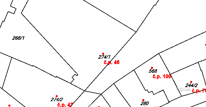 Holínské Předměstí 46, Jičín na parcele st. 274/1 v KÚ Jičín, Katastrální mapa