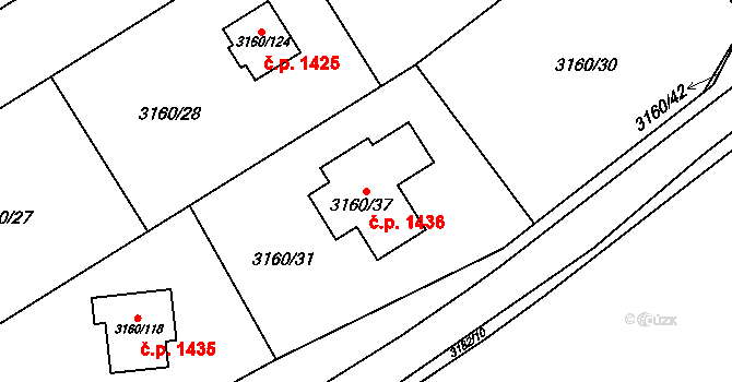 Žamberk 1436 na parcele st. 3160/37 v KÚ Žamberk, Katastrální mapa