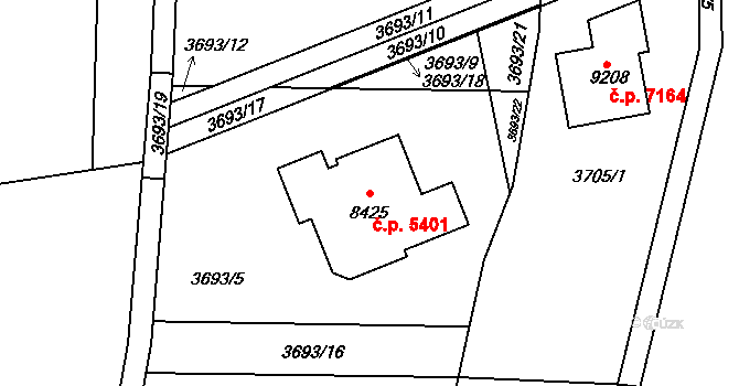 Zlín 5401 na parcele st. 8425 v KÚ Zlín, Katastrální mapa
