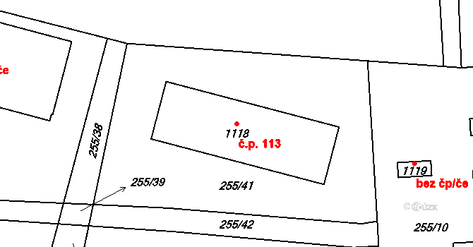 Semtín 113, Pardubice na parcele st. 1118 v KÚ Semtín, Katastrální mapa
