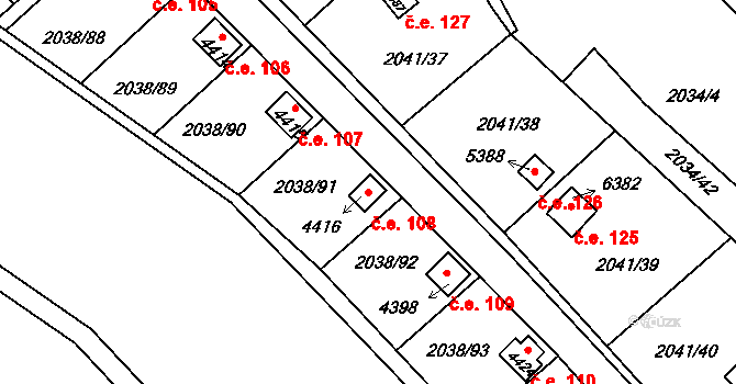 Chrudim II 108, Chrudim na parcele st. 4416 v KÚ Chrudim, Katastrální mapa