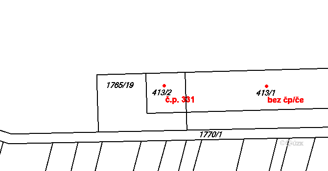 Nesovice 331 na parcele st. 413/2 v KÚ Nesovice, Katastrální mapa