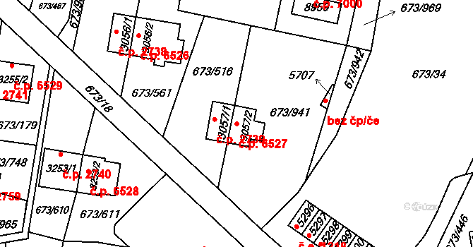 Zlín 6527 na parcele st. 3057/2 v KÚ Zlín, Katastrální mapa
