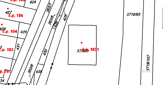 Předměstí 1831, Litoměřice na parcele st. 3736/3 v KÚ Litoměřice, Katastrální mapa