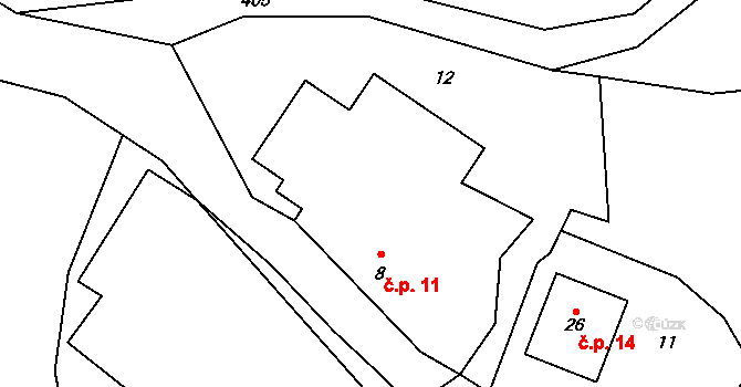 Nosákov 11, Jankov na parcele st. 8 v KÚ Nosákov, Katastrální mapa