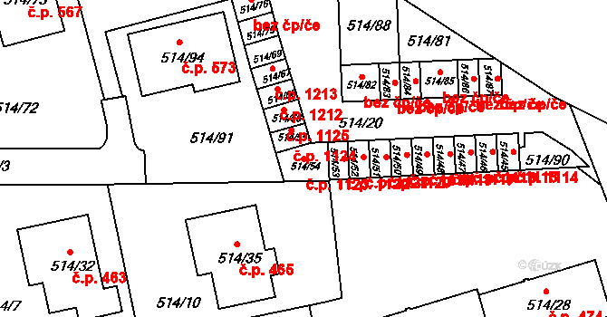 Dobšice 1123 na parcele st. 514/54 v KÚ Dobšice u Znojma, Katastrální mapa