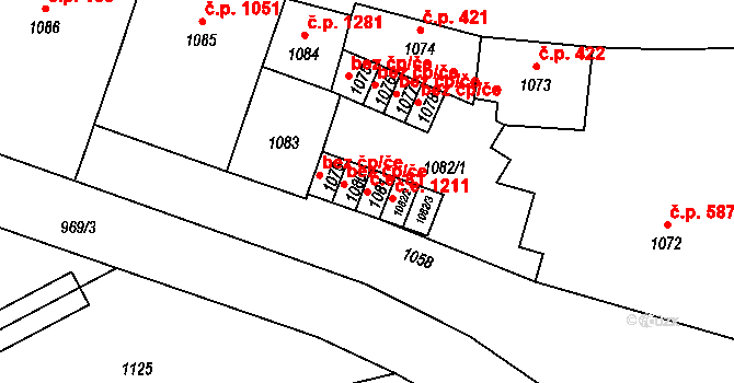 Děčín IV-Podmokly 81, Děčín na parcele st. 1081 v KÚ Podmokly, Katastrální mapa