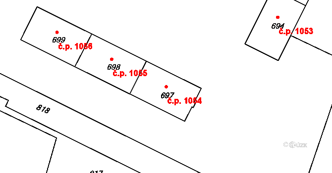 Poruba 1054, Ostrava na parcele st. 697 v KÚ Poruba, Katastrální mapa