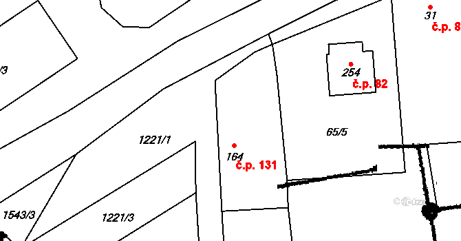 Smetanova Lhota 131 na parcele st. 164 v KÚ Smetanova Lhota, Katastrální mapa