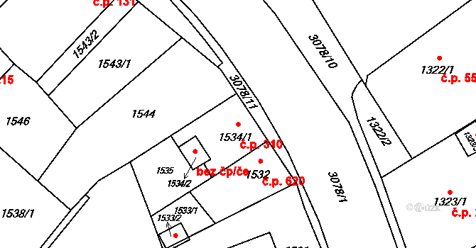 Svinov 310, Ostrava na parcele st. 1534/1 v KÚ Svinov, Katastrální mapa