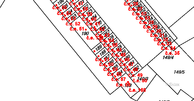 Dolní Rožínka 60 na parcele st. 188 v KÚ Dolní Rožínka, Katastrální mapa