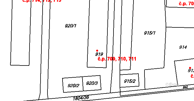 Brumov 709,710,711, Brumov-Bylnice na parcele st. 919 v KÚ Brumov, Katastrální mapa