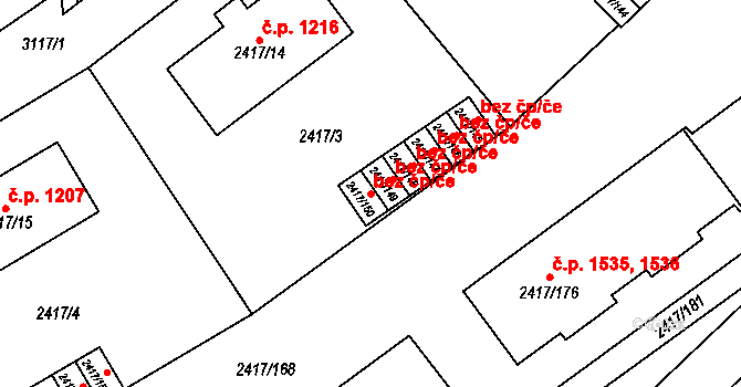 Rychnov nad Kněžnou 38494221 na parcele st. 2417/150 v KÚ Rychnov nad Kněžnou, Katastrální mapa