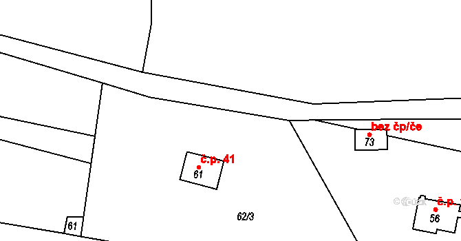 Uhelná Příbram 38737221 na parcele st. 61 v KÚ Pukšice, Katastrální mapa
