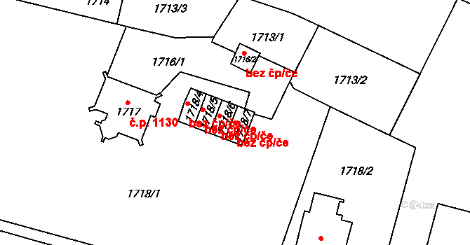Chomutov 39078221 na parcele st. 1718/7 v KÚ Chomutov I, Katastrální mapa