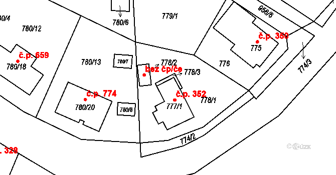 Proboštov 39136221 na parcele st. 777/2 v KÚ Proboštov u Teplic, Katastrální mapa
