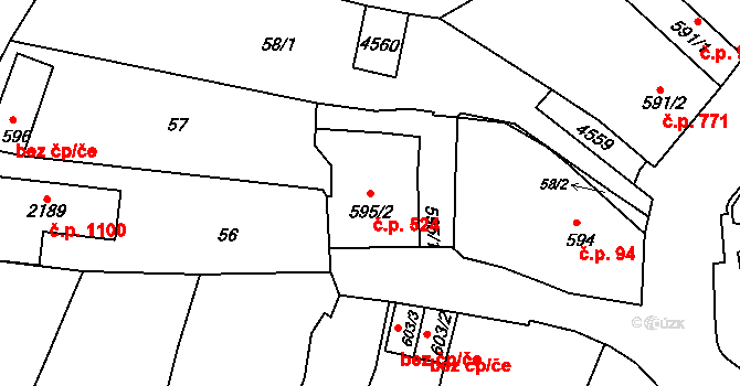 Valašské Klobouky 524 na parcele st. 595/2 v KÚ Valašské Klobouky, Katastrální mapa