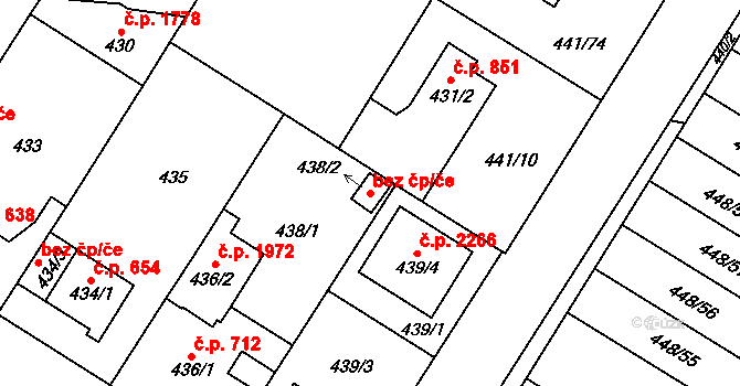 Plzeň 40226221 na parcele st. 438/2 v KÚ Bolevec, Katastrální mapa
