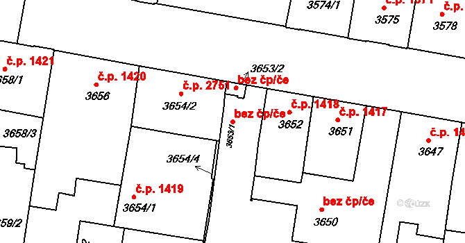 České Budějovice 40510221 na parcele st. 3653/1 v KÚ České Budějovice 3, Katastrální mapa