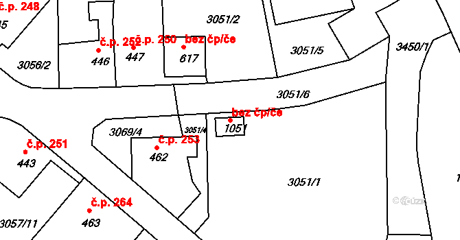 Jílové 40715221 na parcele st. 1051 v KÚ Jílové u Děčína, Katastrální mapa