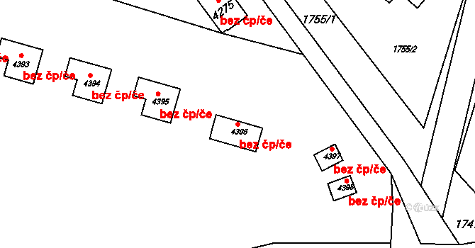 Rožnov pod Radhoštěm 41247221 na parcele st. 4396 v KÚ Rožnov pod Radhoštěm, Katastrální mapa