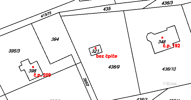 Třinec 42254221 na parcele st. 321 v KÚ Karpentná, Katastrální mapa
