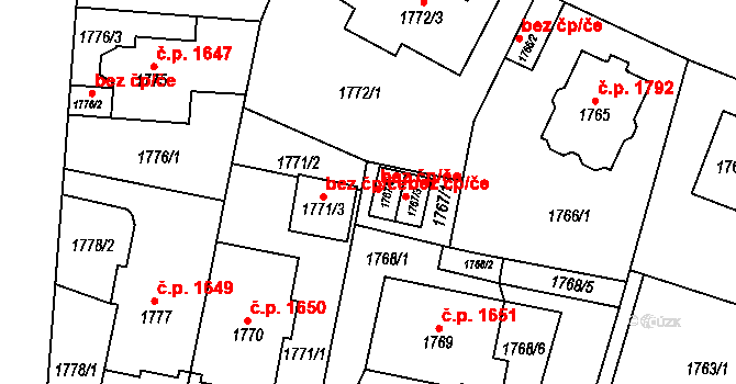 Teplice 43119221 na parcele st. 1767/2 v KÚ Teplice, Katastrální mapa