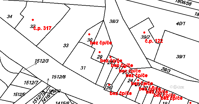 Vacenovice 43600221 na parcele st. 29 v KÚ Vacenovice u Kyjova, Katastrální mapa