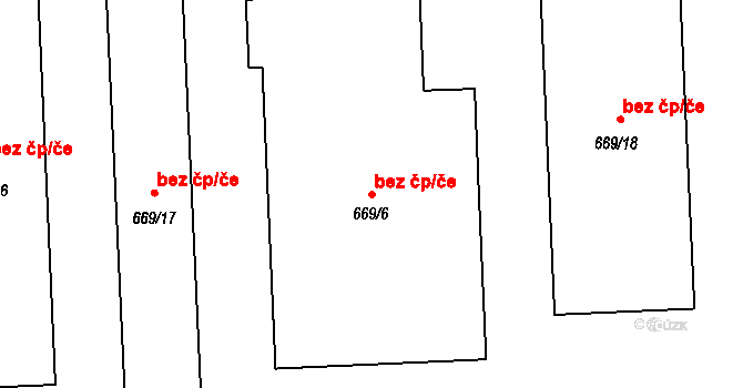 Opava 43785221 na parcele st. 669/6 v KÚ Komárov u Opavy, Katastrální mapa