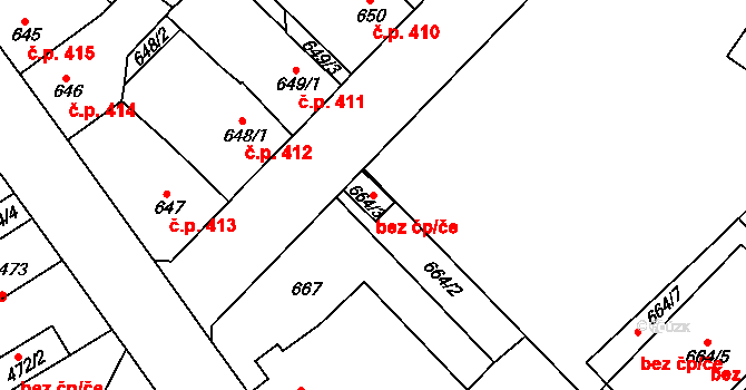 Týniště nad Orlicí 44256221 na parcele st. 664/3 v KÚ Týniště nad Orlicí, Katastrální mapa