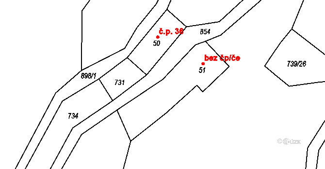 Velká Lečice 44485221 na parcele st. 51 v KÚ Velká Lečice, Katastrální mapa