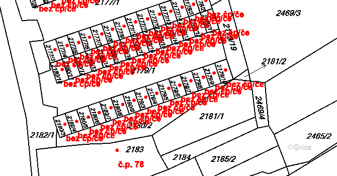 Černovice 45037221 na parcele st. 2179/5 v KÚ Černovice u Chomutova, Katastrální mapa