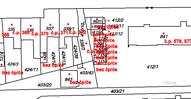 Svitavy 45697221 na parcele st. 1086 v KÚ Čtyřicet Lánů, Katastrální mapa
