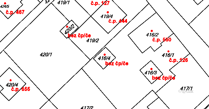 Krmelín 49076221 na parcele st. 416/4 v KÚ Krmelín, Katastrální mapa