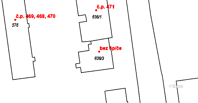 Mariánské Lázně 49091221 na parcele st. 636/3 v KÚ Úšovice, Katastrální mapa