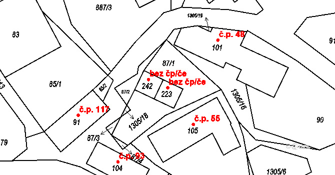 Svébohov 49111221 na parcele st. 223 v KÚ Svébohov, Katastrální mapa