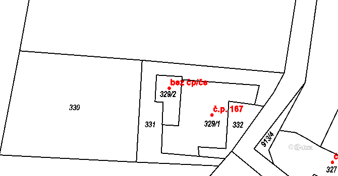 Český Těšín 49128221 na parcele st. 329/2 v KÚ Dolní Žukov, Katastrální mapa