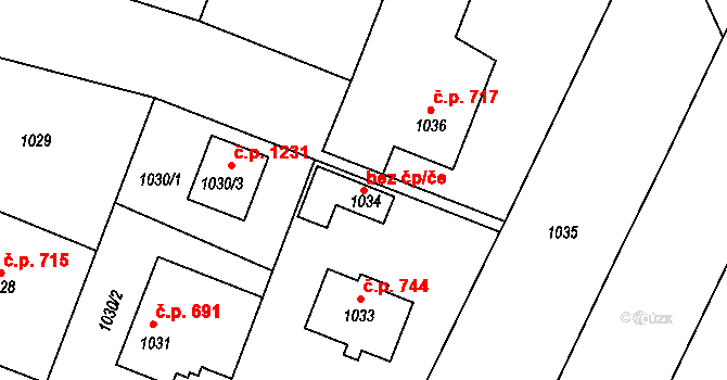 Třemošná 49568221 na parcele st. 1034 v KÚ Třemošná, Katastrální mapa