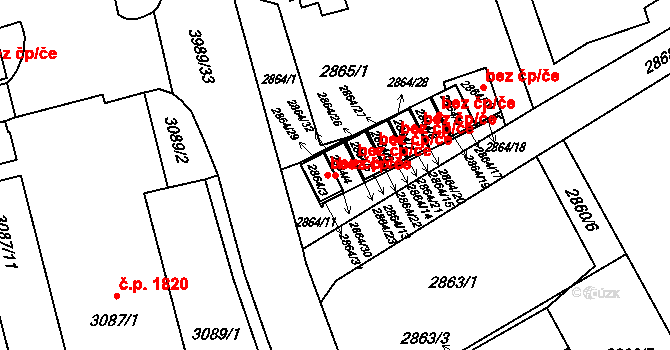 Hranice 109, Karviná na parcele st. 2864/4 v KÚ Karviná-město, Katastrální mapa
