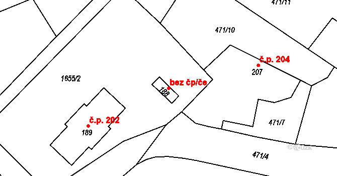 Rosice 49855221 na parcele st. 188 v KÚ Rosice u Chrasti, Katastrální mapa