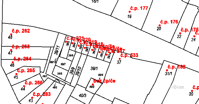 Modřice 50311221 na parcele st. 39/13 v KÚ Modřice, Katastrální mapa