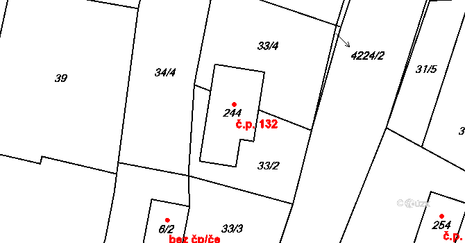 Trstěnice 132 na parcele st. 244 v KÚ Trstěnice u Mariánských Lázní, Katastrální mapa