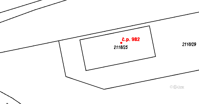 Velká Bystřice 982 na parcele st. 2118/25 v KÚ Velká Bystřice, Katastrální mapa