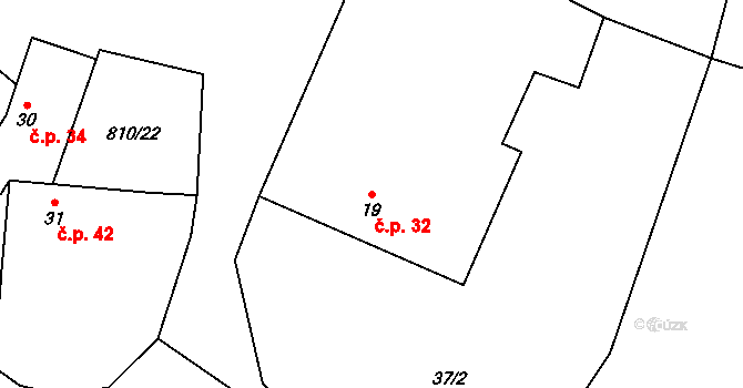 Holešovice 32, Chroustovice na parcele st. 19 v KÚ Holešovice u Chroustovic, Katastrální mapa